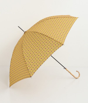 バンブーハンドル長傘　レトロフラワー(イエロー-ONESIZE)