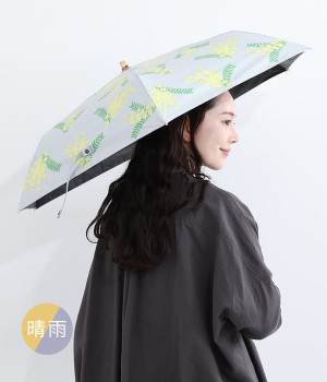 ルプリエ　UVカット竹の折りたたみ傘　ミモザ(ライトグレー-ONESIZE)