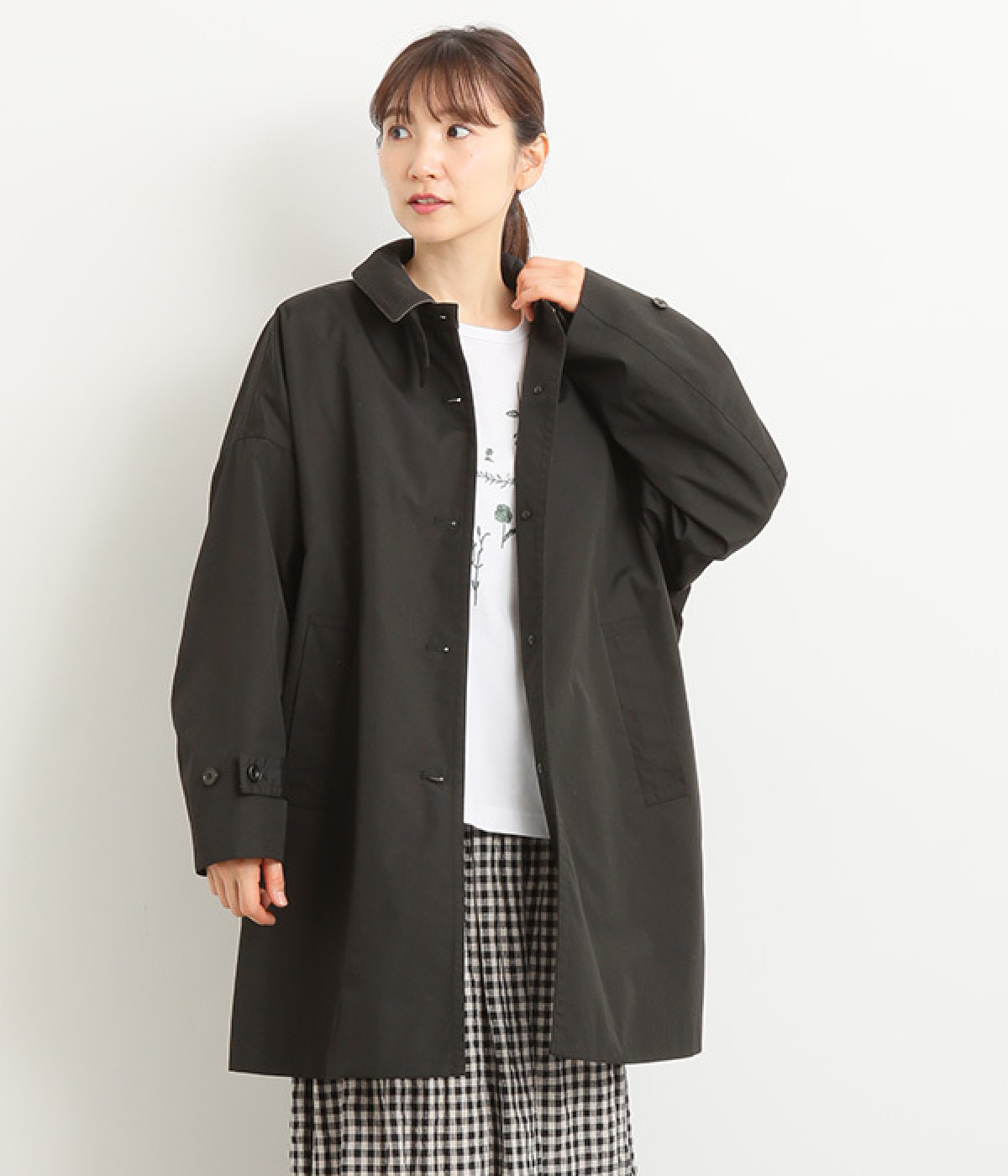 デタッチャブル 襟ライナー付きコート(ブラック-ONESIZE)