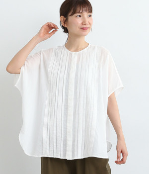 コットンボイルポンチョブラウス(オフホワイト-ONESIZE)