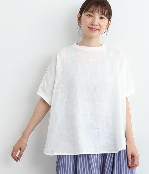リネンコットン天竺ポンチョTシャツ(ホワイト-ONESIZE)