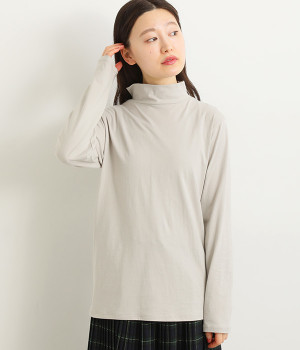 ハイネック30SZベア天竺ハイネックプルオーバー(グレージュ-ONESIZE)