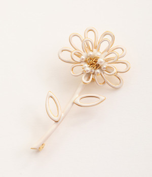 お花ブローチ(ホワイト-ONESIZE)