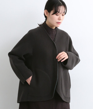 Wフェイスハーフコート(チャコール×グリーン-ONESIZE)