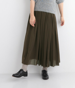 コットンチュールスカート(ブラウン-L)