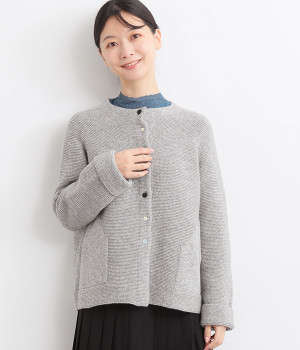 リシェスガーダー配色釦カーディガン(グレー-ONESIZE)