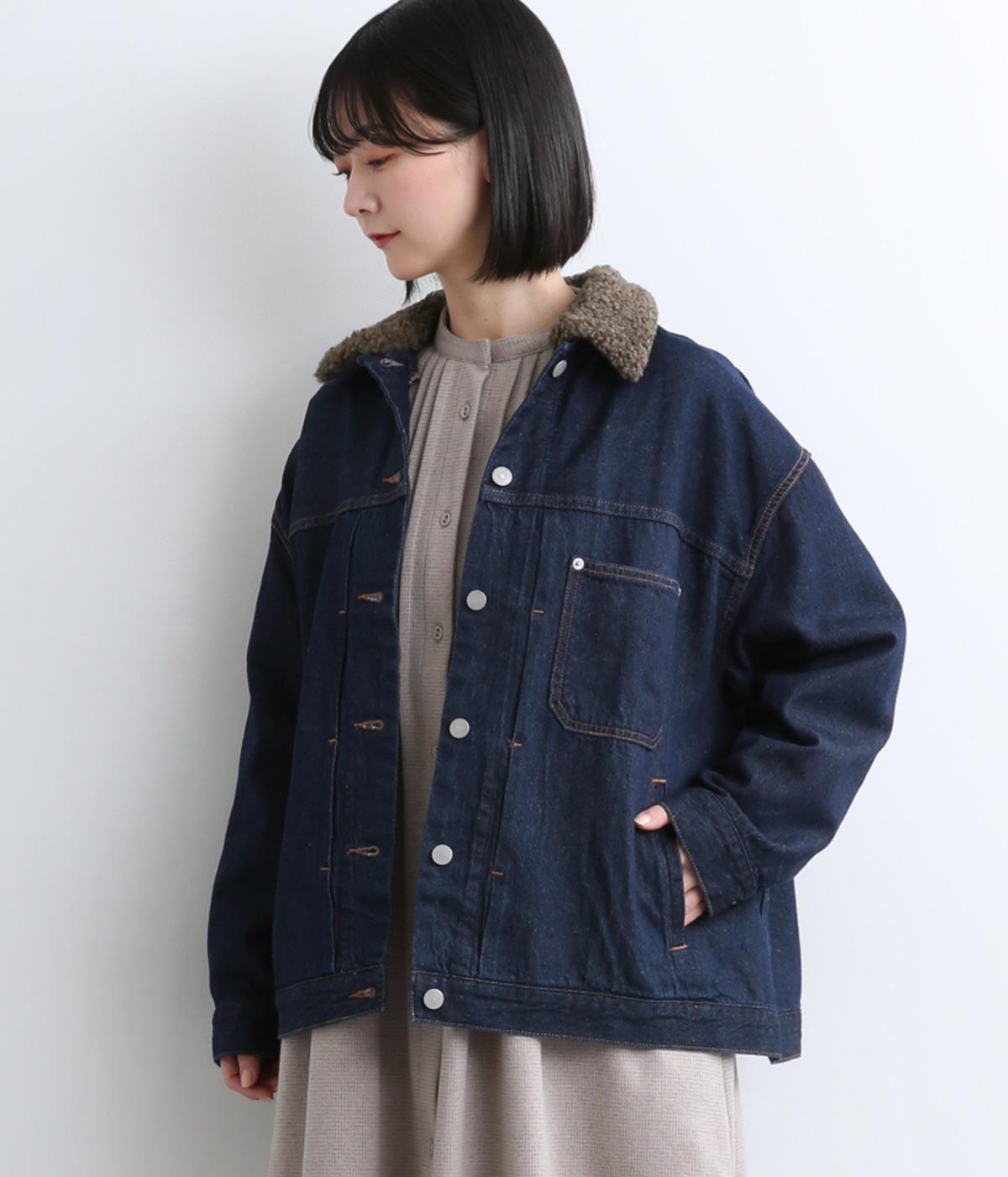 ボア襟Gジャン(インディゴ-38)