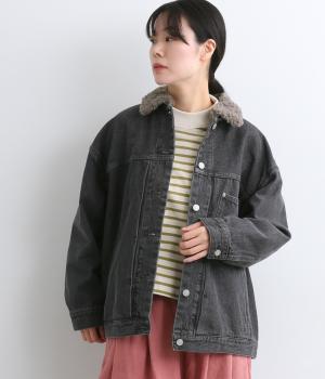 ボア襟Gジャン(ブラックデニム-38)