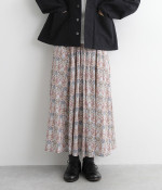 コットンシフォンリバティプリントスカート(ピンク系-ONESIZE)