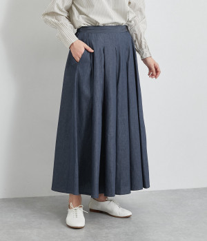 Aラインシルエットスカート(インディゴ-ONESIZE)