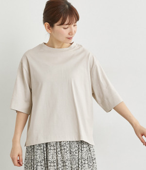 無地オーバーTシャツ(グレージュ-ONESIZE)