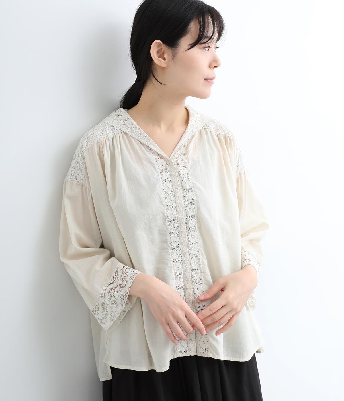 インドアンティークレースカラー羽織ブラウス(グリーン-38)