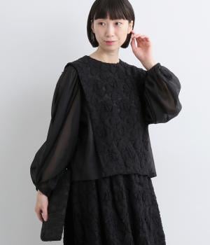 カットジャカードブラウス(ブラック-38)