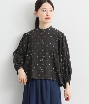 フラワージャカードブラウス(チャコール系-38)