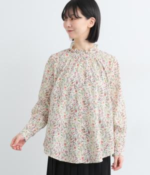 リバティプリント　コットンフリルブラウス