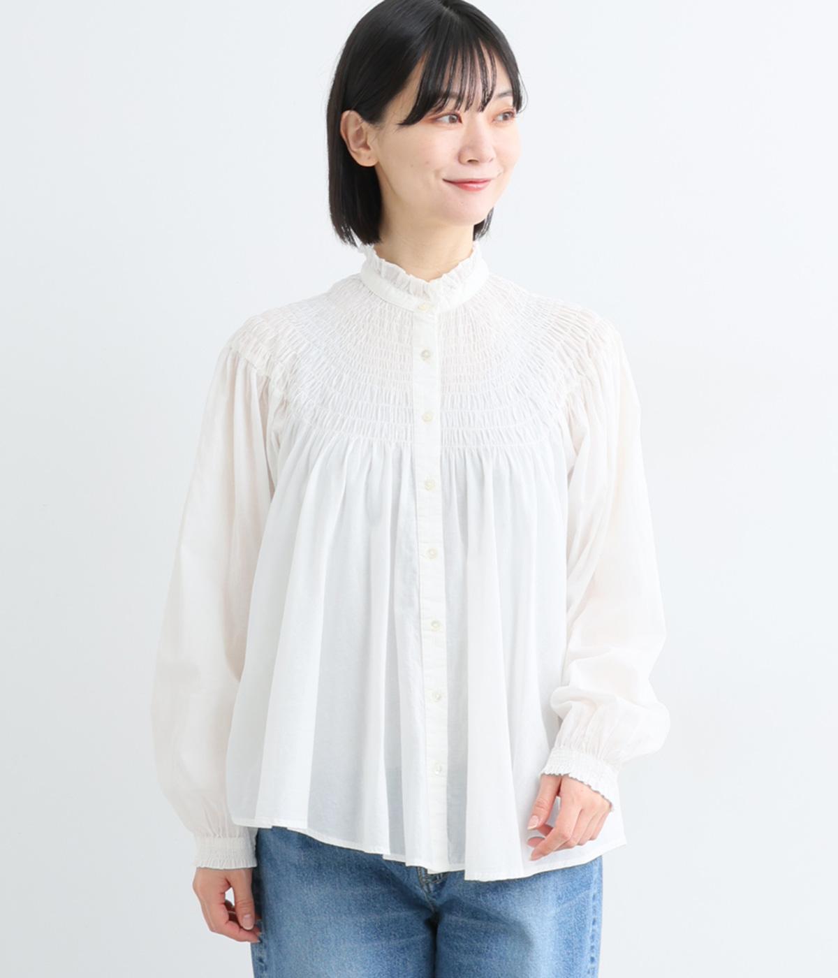 ラウンドシャーリングブラウス(オフホワイト-38)