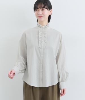 東炊きコットンローン　フリルブラウス