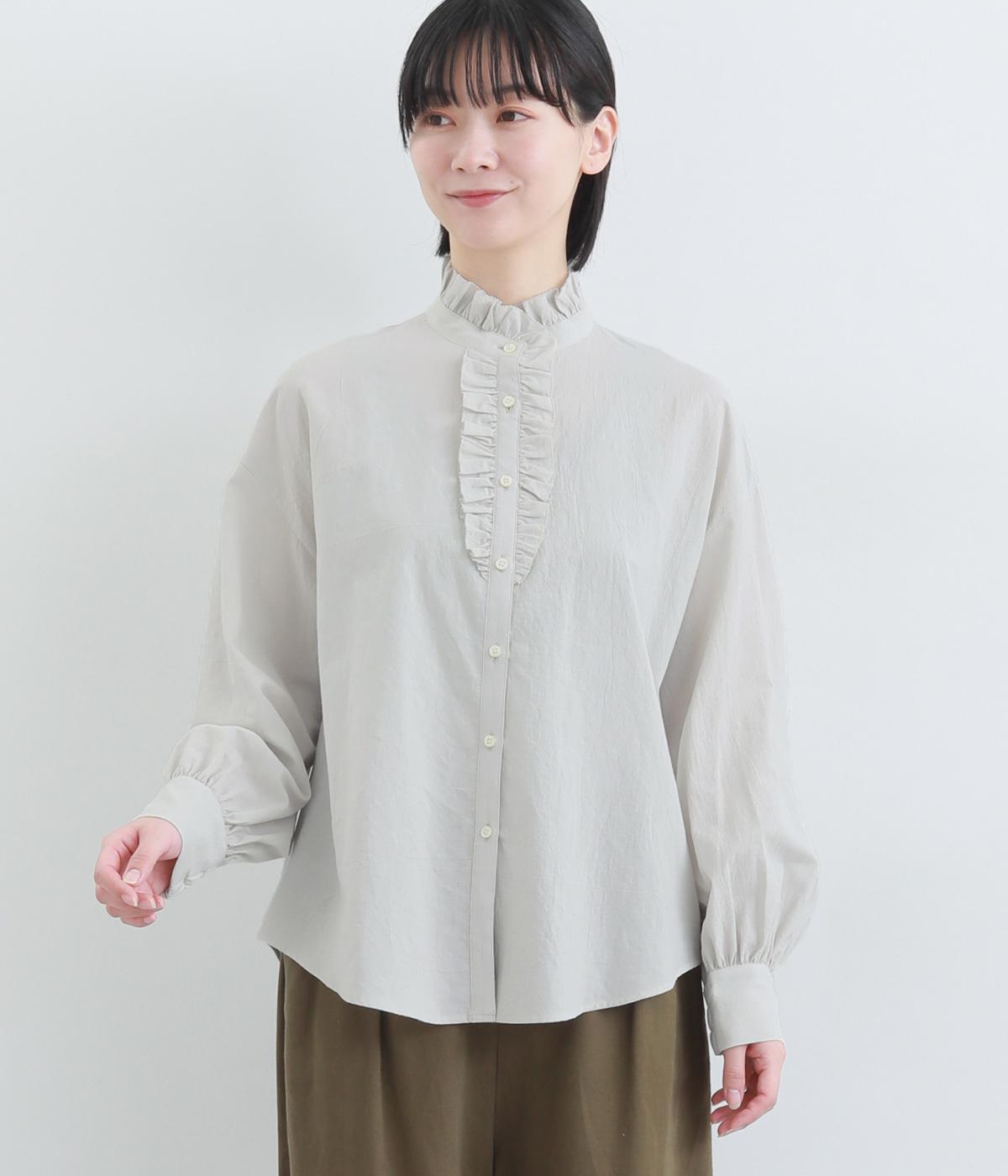 東炊きコットンローン　フリルブラウス(ライトグレー-38)
