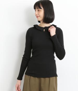 コットンテレコ　フリルカラーインナー(ブラック-F)