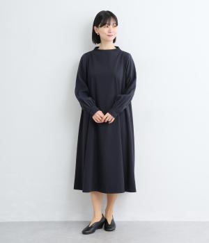ジャカードスリーブワンピース(ネイビー-M)
