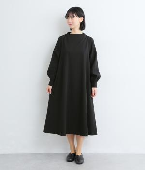 ジャカードスリーブワンピース(ブラック-M)