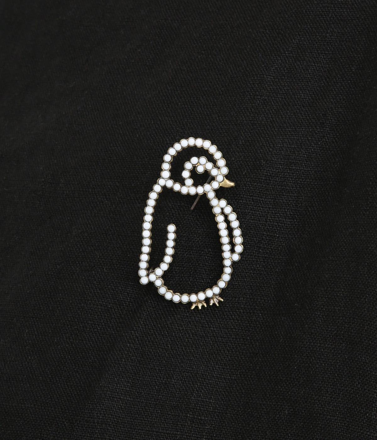 粒々ペンギンシルエットブローチ(オフ-F)