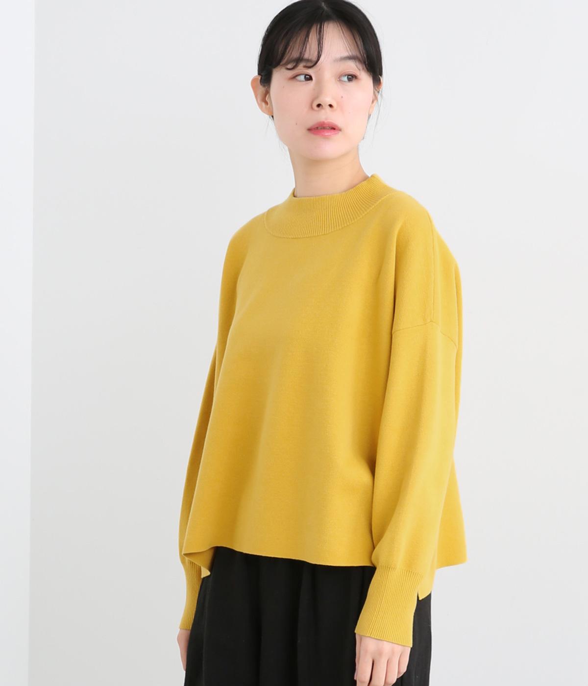 コットンミラノリブモックネックプルオーバー(イエロー-F)