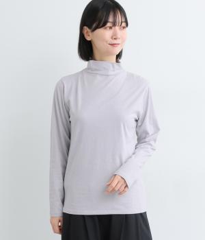 コットンハイネックベア天竺トップス(アイスグレー-F)