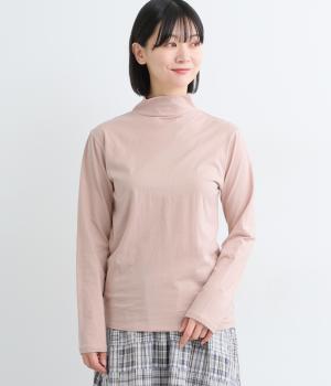 コットンハイネックベア天竺トップス(薄ピンク-F)