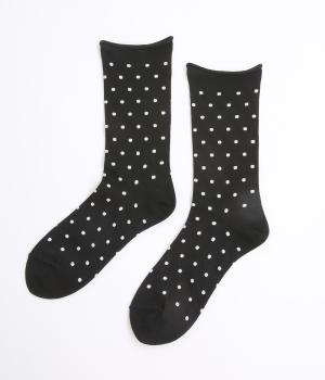履き口くるっとドットソックス(ブラック×シルバーラメ-F)