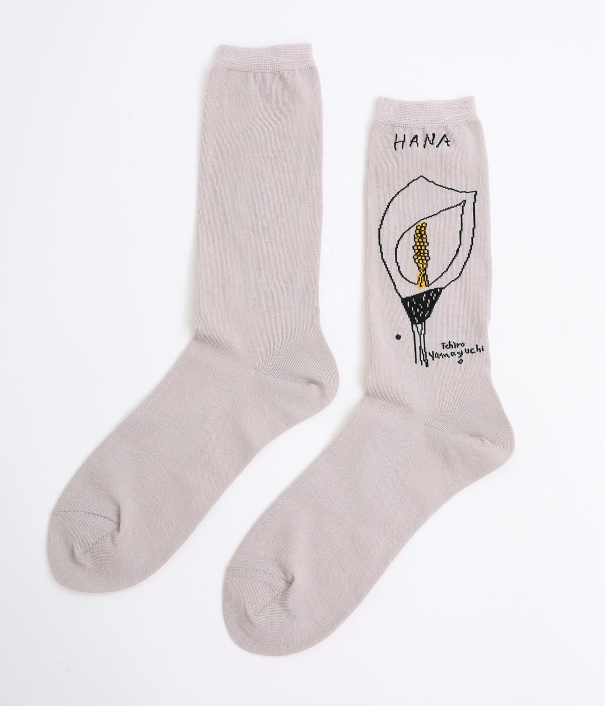 【ichiro yamaguchiさんコラボ】イラスト柄ソックス(ライトグレー-F)