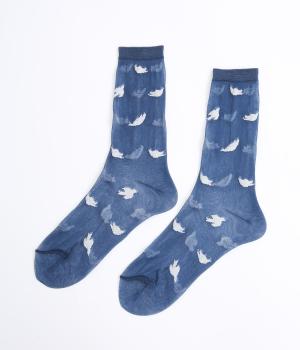 トリシルエット透けソックス(ブルー-F)