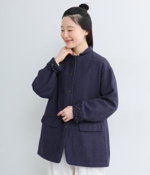 コットンリネンツイードジャケット(ネイビー系-38)