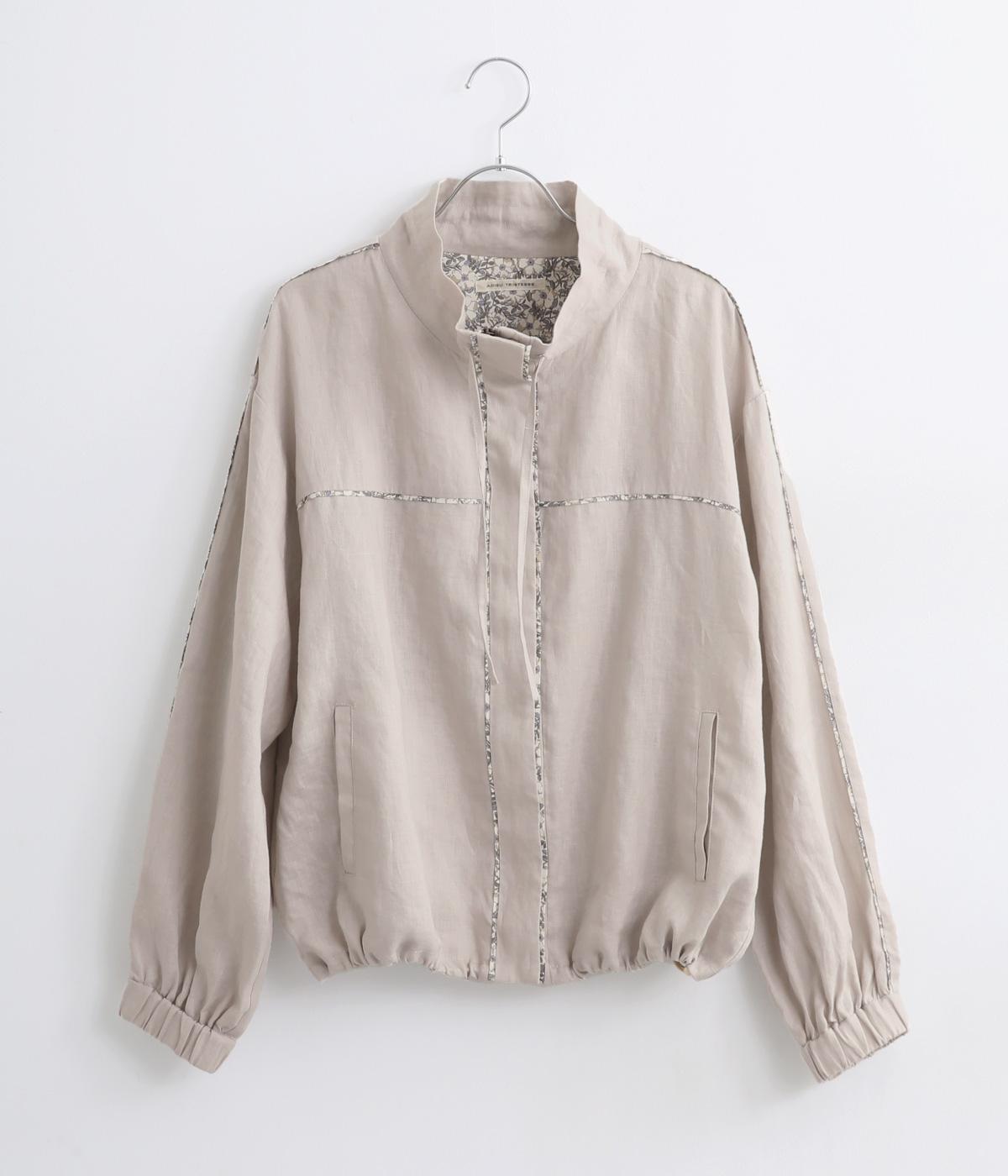 リバティプリントトリミングリネンブルゾン(キナリグレー-38)