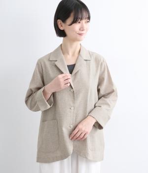 グレンチェックコットンリネン　ジャケット