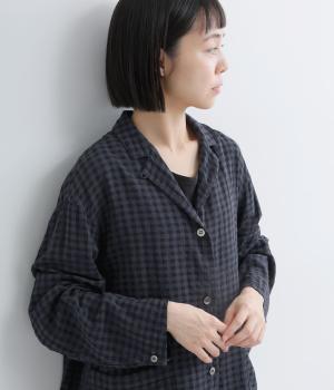 シャーリングシャツジャケット(ブルー系ギンガム-38)