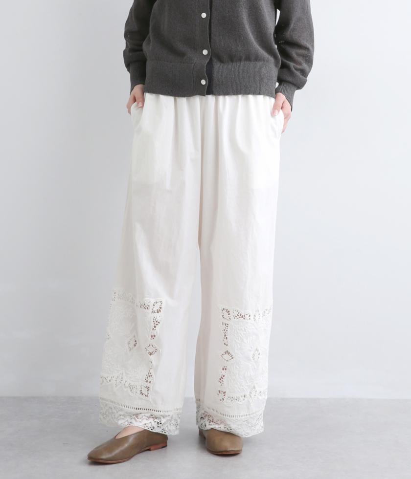コットンポプリン刺繍パンツ