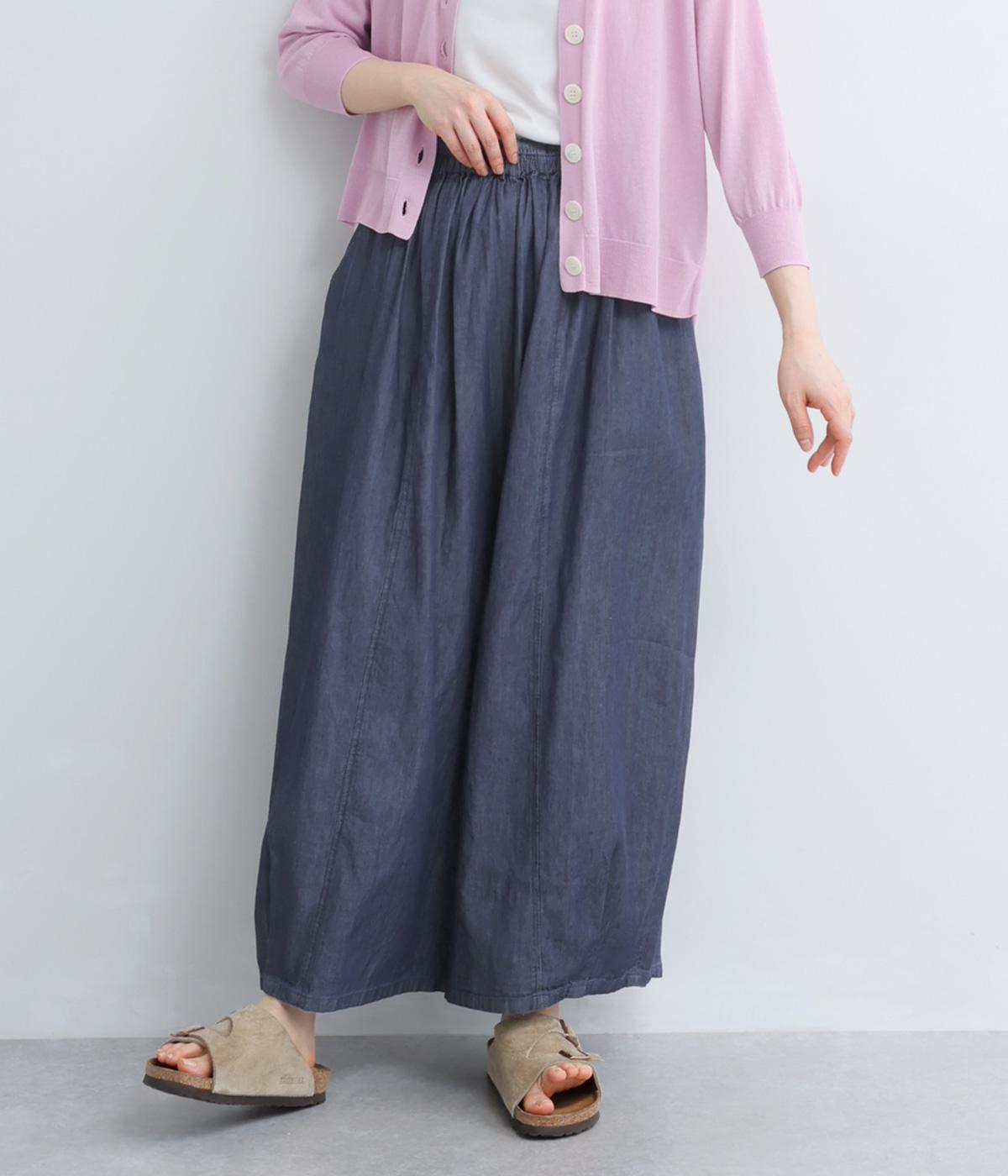 PLATS PLATS 横段プリーツサルエルパンツ ブルーグレー　サイズ3 シャーリングワイドサルエルパンツ｜conges payes ADIEU TRISTESSE