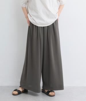 ジャージーギャザーワイドパンツ(チャコール-F)