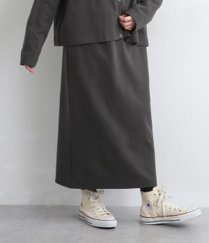 コットンポンチ　ストレートスカート(チャコール-M)