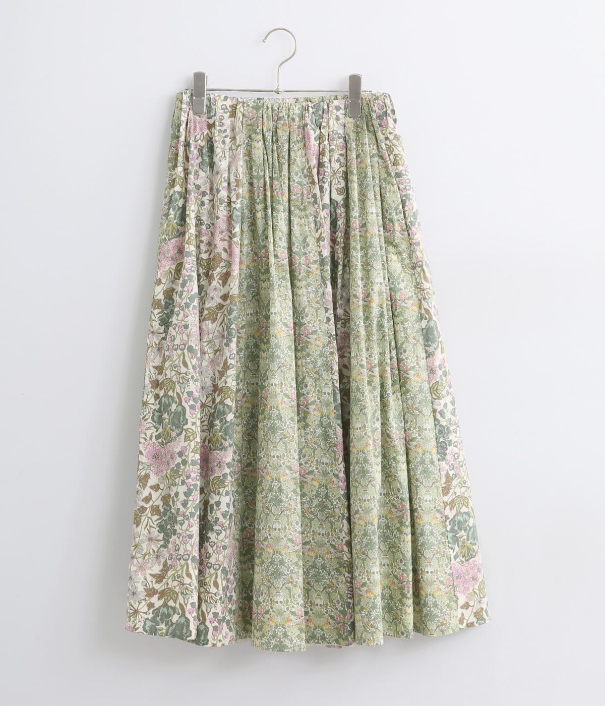 リバティパッチワークスカート(ベージュ系-38)