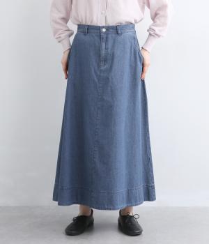 コットンリネンデニムスカート(ブリーチ-M)