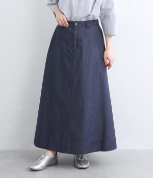 コットンリネンデニムスカート(ワンウォッシュ-M)