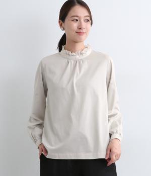 クールローレル天竺×コットンローン　フリルカラーブラウス