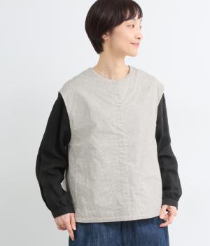 リバティプリント×ダブルガーゼ　リバーシブルベスト(グレー系-38)