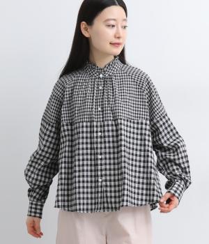 チェックパッチワークブラウス