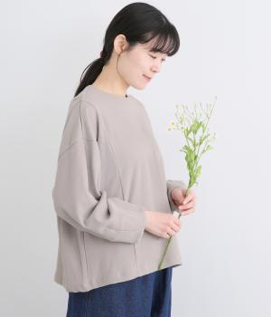 強撚ミニ裏毛ボリューム袖プルオーバー(グレー-F)
