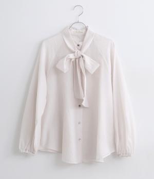 ラグランスリーブボウタイブラウス(ライトベージュ-38)