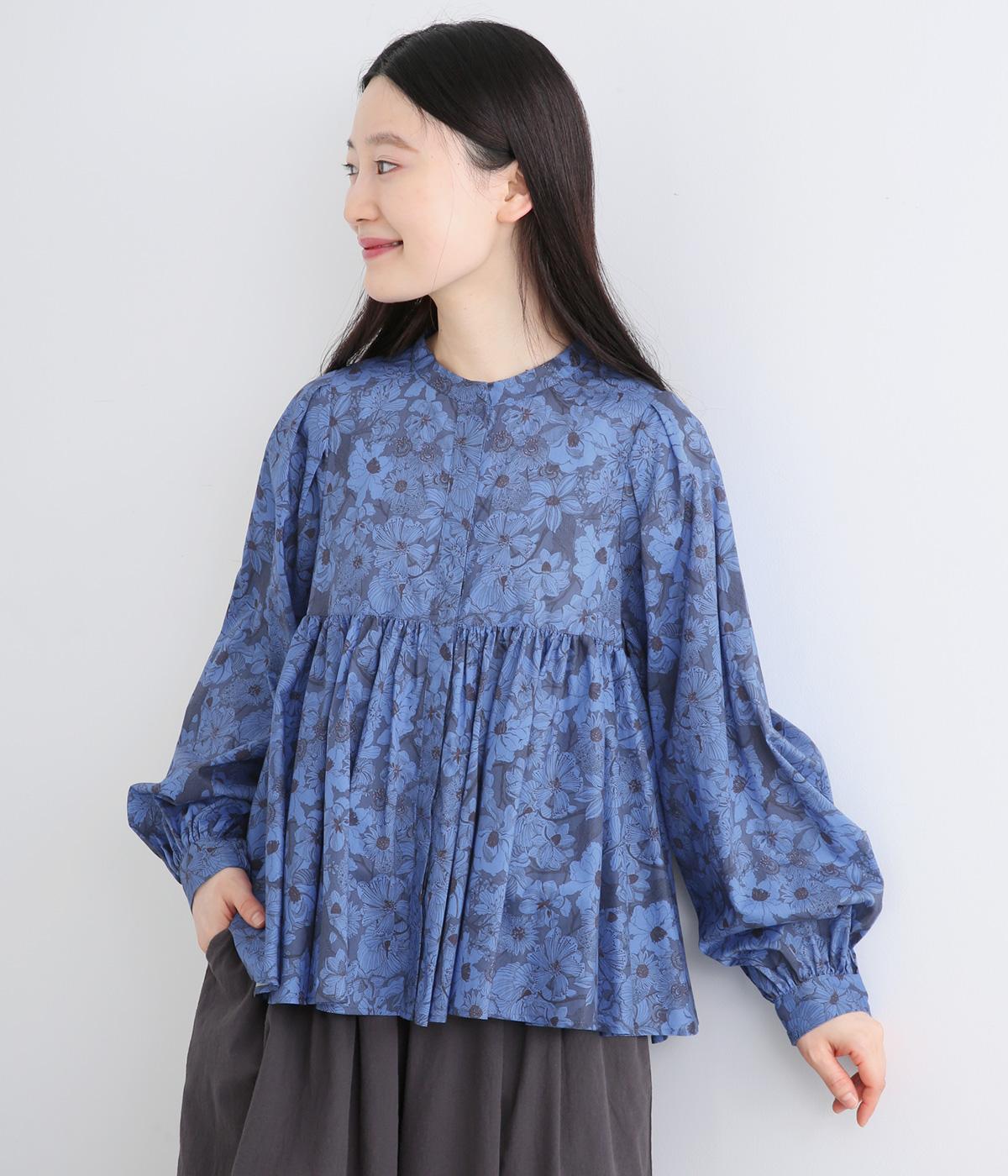 【kazumiさんコラボ】リバティプリントブラウス(ブルー系-38)