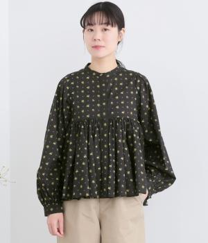【kazumiさんコラボ】リバティプリントブラウス(ブラック系-38)